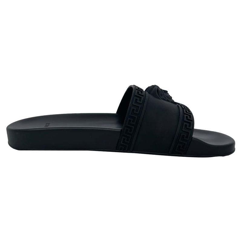 Versace Medusa Pool Slides In Black Rubber